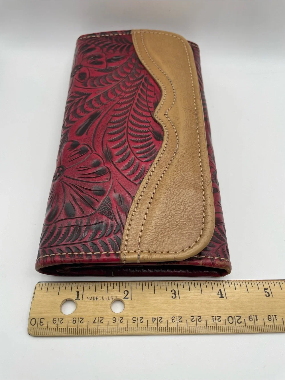 American West Women's Tri-Fold Leather Wallet Billfold for Women